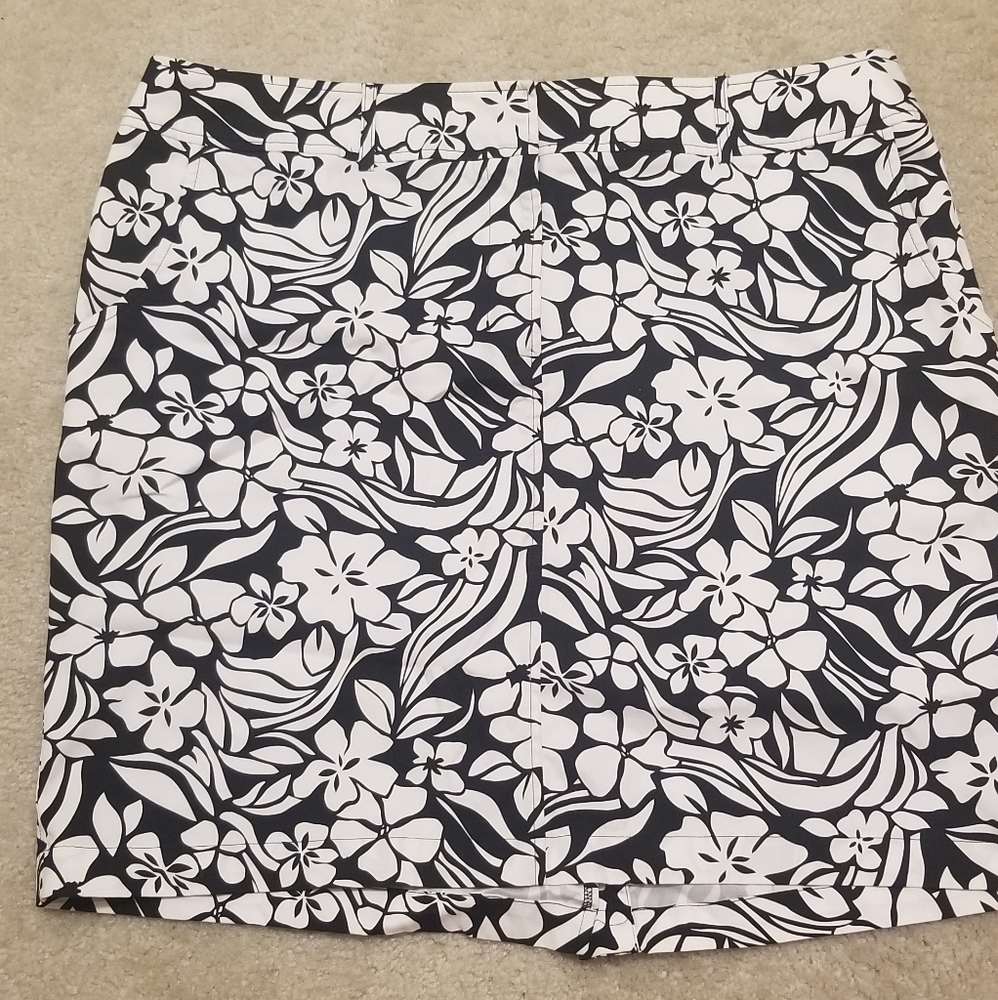 Hawaiian print cotton twill stretch skirt